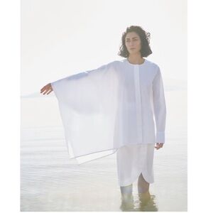 COS asymmetric colorless blouse in white